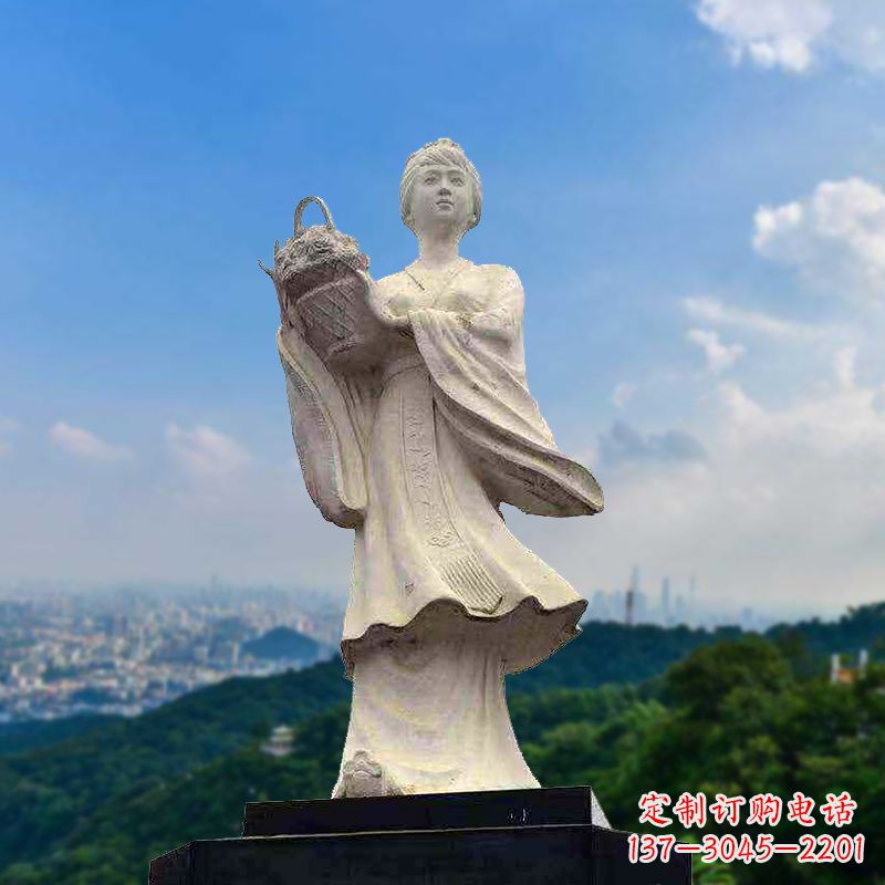 周口虞姬景观石雕像-景区园林古代美女雕塑