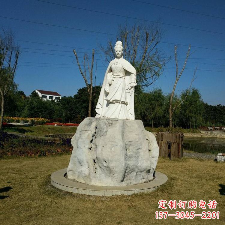 周口虞姬石雕塑-公园历史名人楚汉时期美女雕像