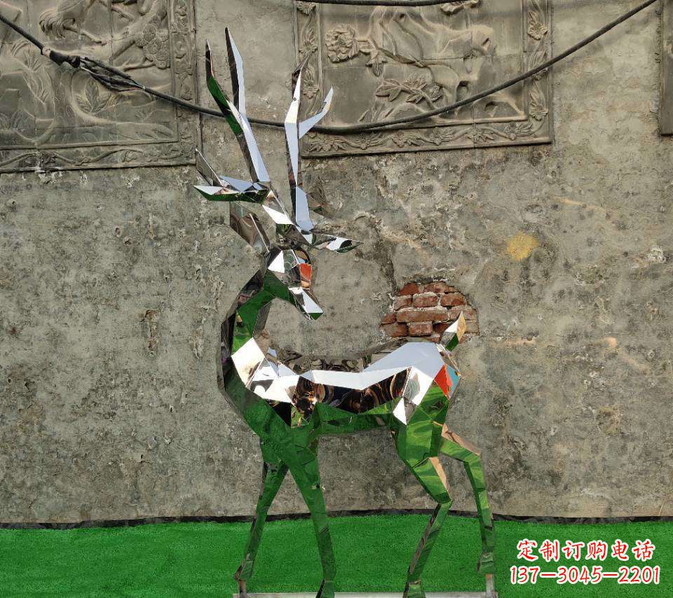 周口园林不锈钢抽象小鹿雕塑