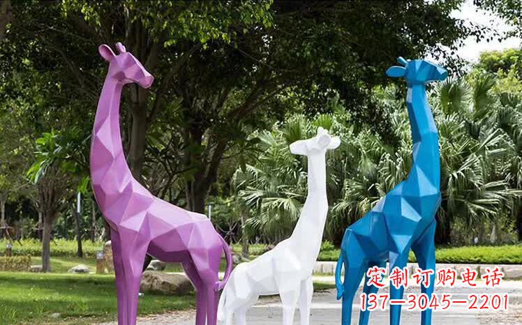 周口园林不锈钢动物长颈鹿雕塑