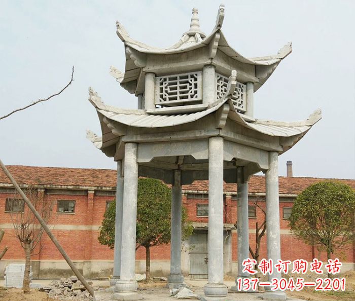 周口园林仿古双层石雕凉亭 (2)