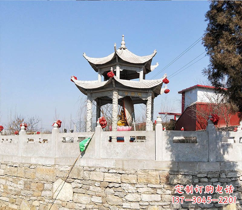 周口园林仿古双层石凉亭景观石雕 (3)