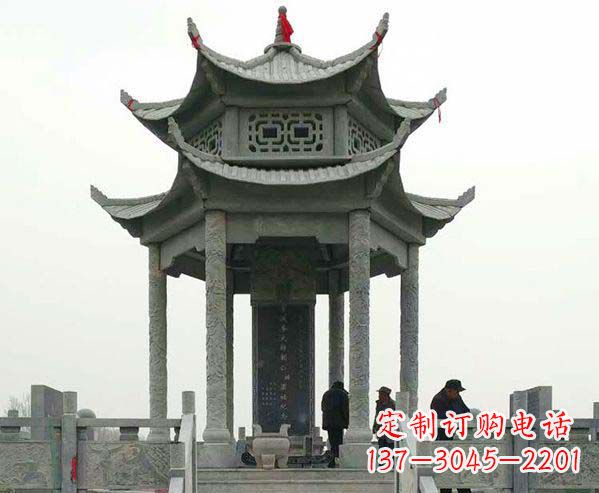 周口园林仿古双层石凉亭景观石雕