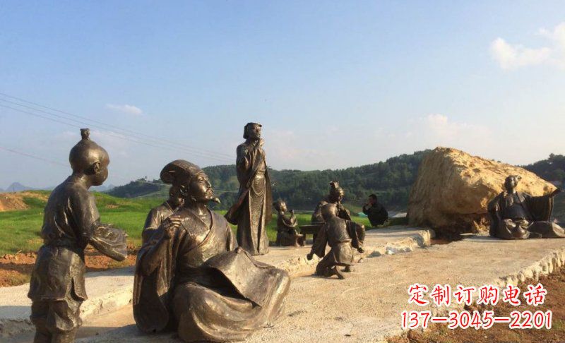 周口园林古代人物和玩耍的小孩小品铜雕