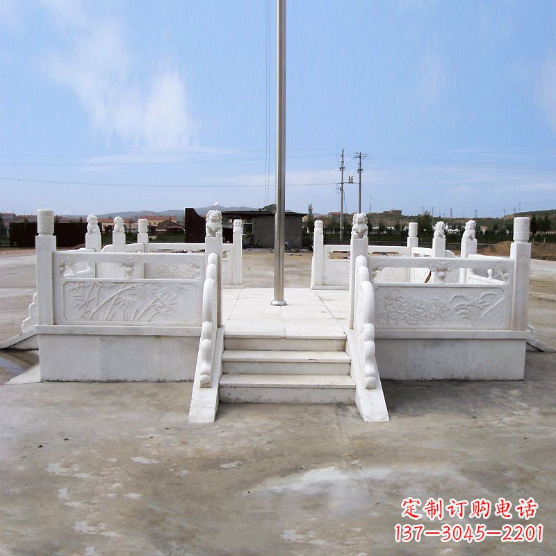 周口园林广场升旗台汉白玉石雕国旗台