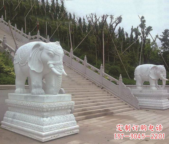 周口园林汉白玉大象景观石雕