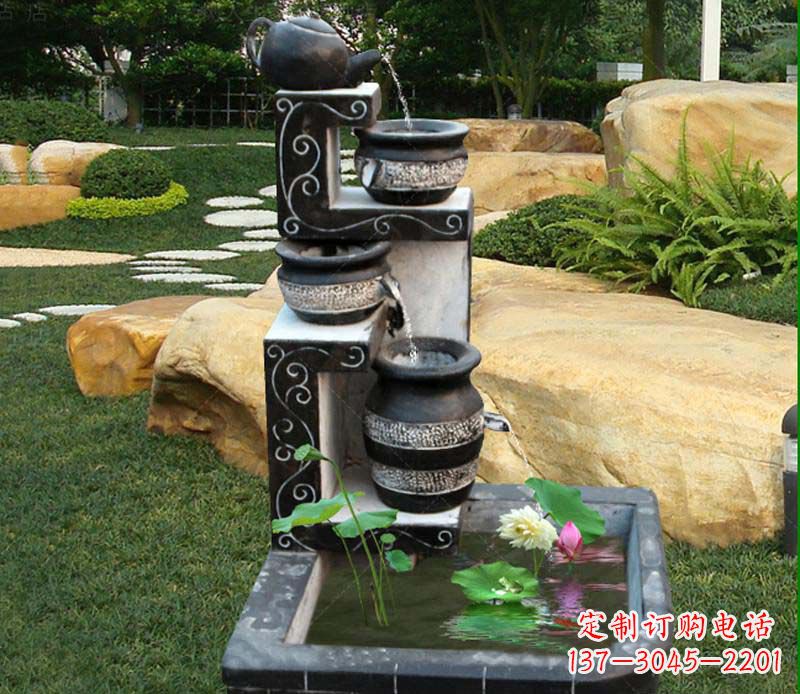周口园林景观茶壶流水池石雕