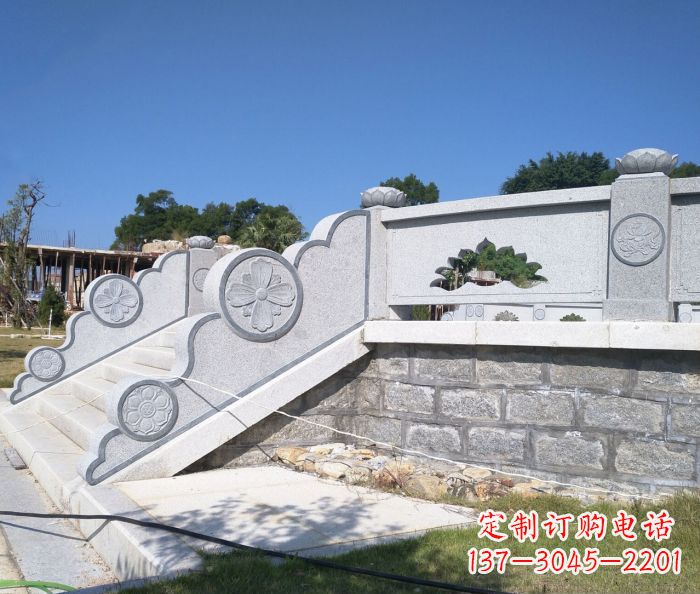 周口园林景观大理石镂空莲花石栏板 (2)