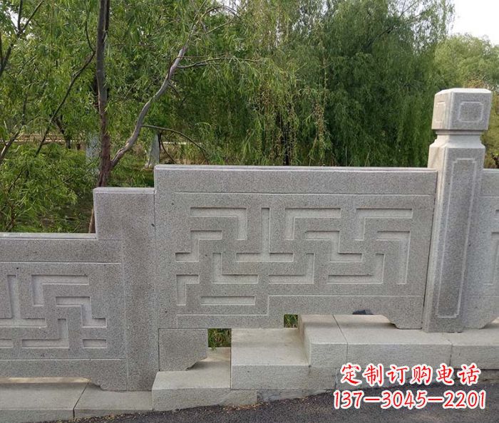 周口园林景观大理石桥栏板石雕 (7)