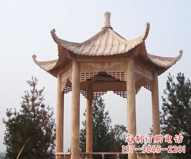 周口园林景观单层石雕凉亭 (3)