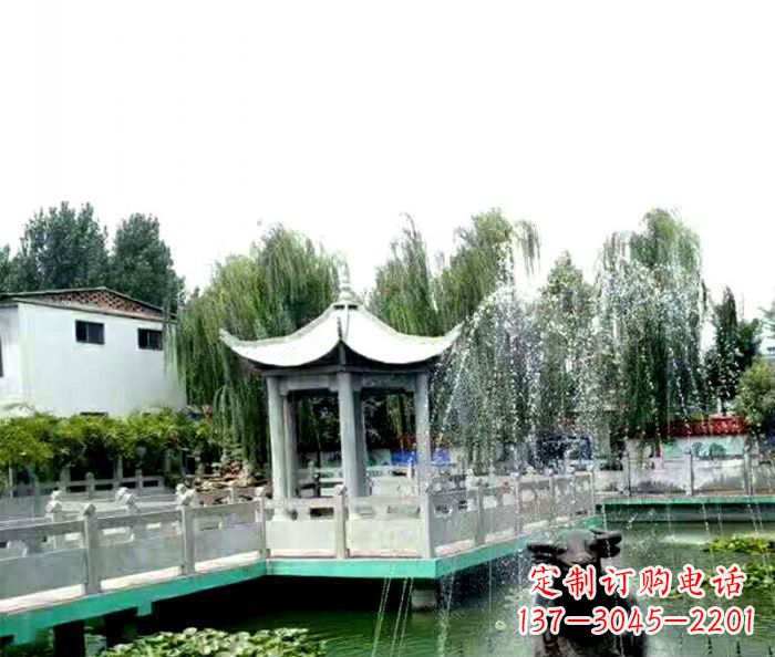 周口园林景观单层六角石雕凉亭