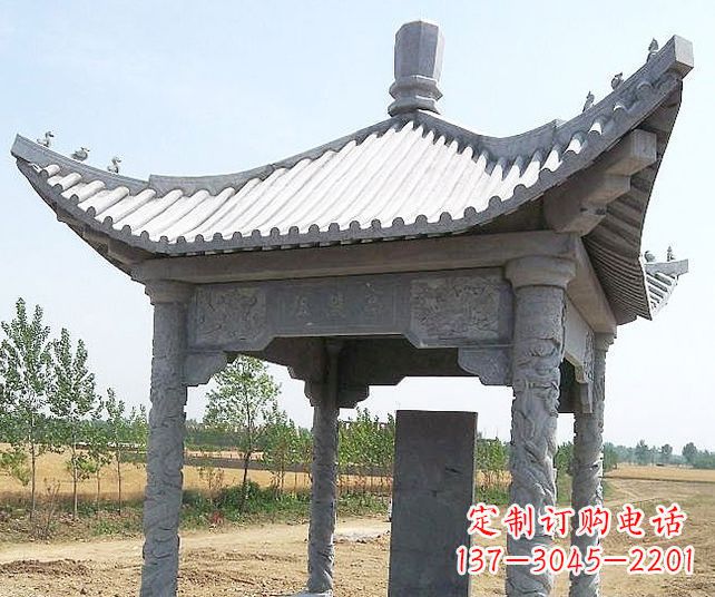 周口园林景观单层石雕凉亭 (4)