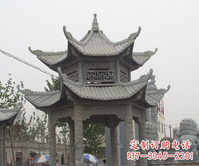 周口园林景观仿古石雕凉亭 (2)