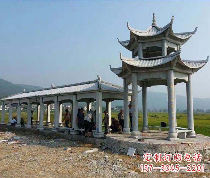 周口园林景观仿古石雕长廊凉亭