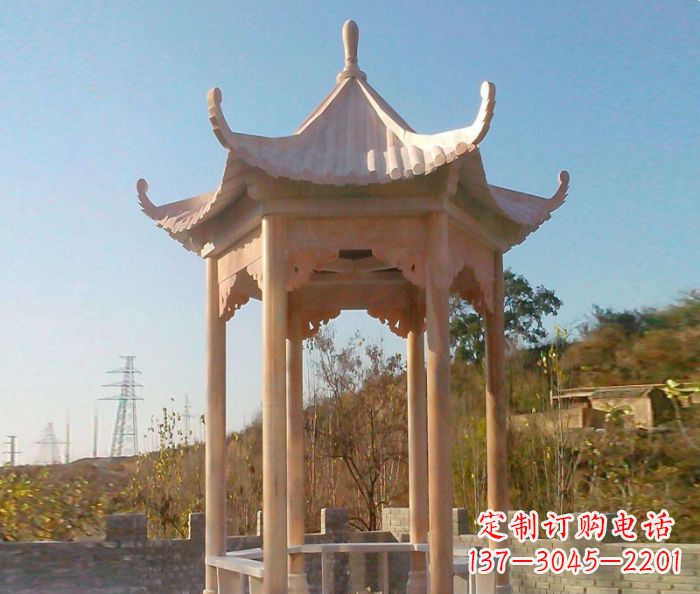 周口园林景观晚霞红单层石雕凉亭