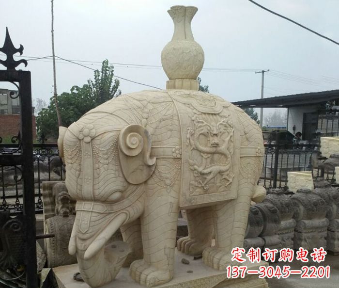 周口园林景观驮瓶大象石雕