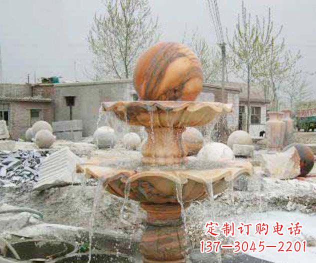 周口园林景观晚霞红风水球喷泉石雕