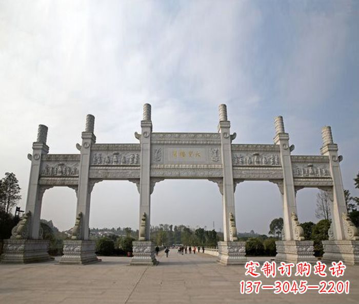 周口园林景观五门石雕牌坊