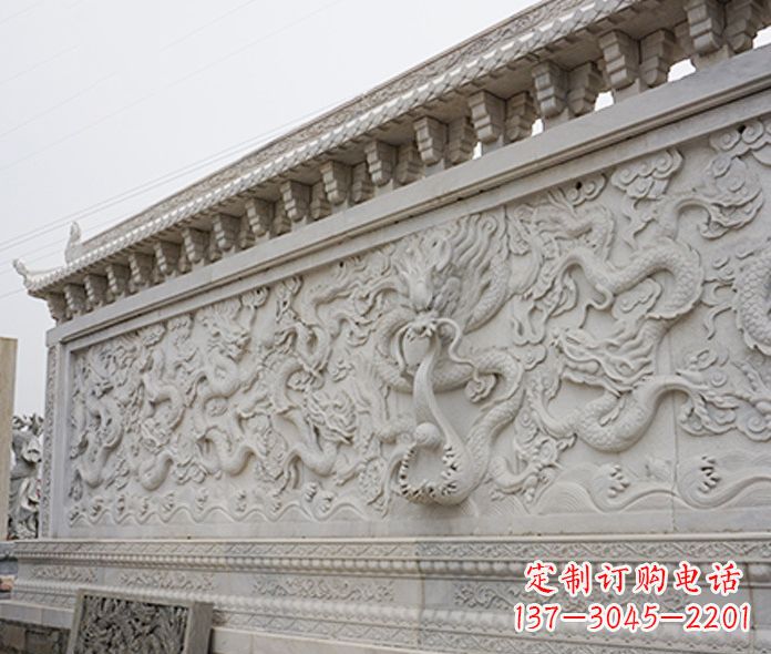 周口园林九龙壁石雕影壁 (5)