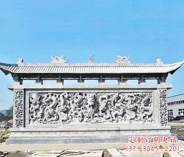周口园林龙浮雕影壁墙景观石雕
