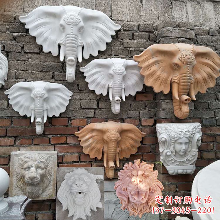周口园林喷水壁挂大象头部雕塑