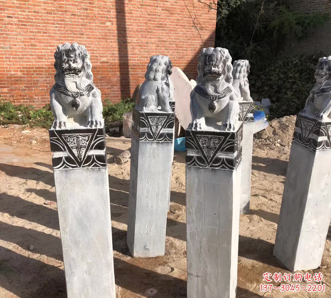 周口园林石雕狮子拴马桩