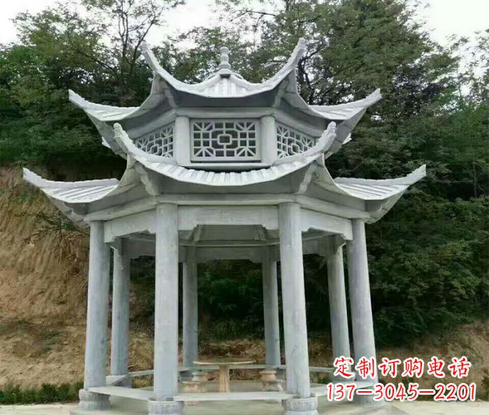 周口园林双层凉亭石雕 (2)