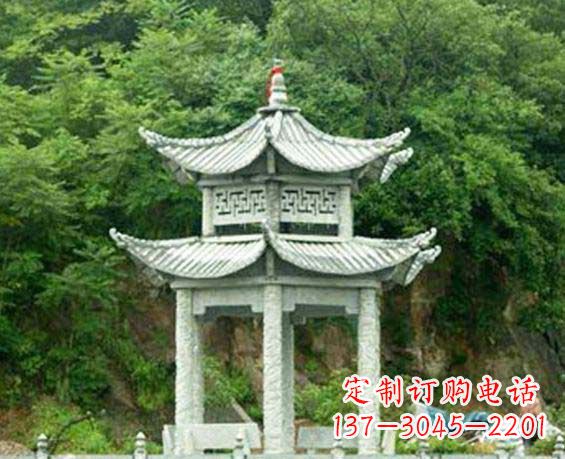 周口园林双层六角石凉亭景观石雕