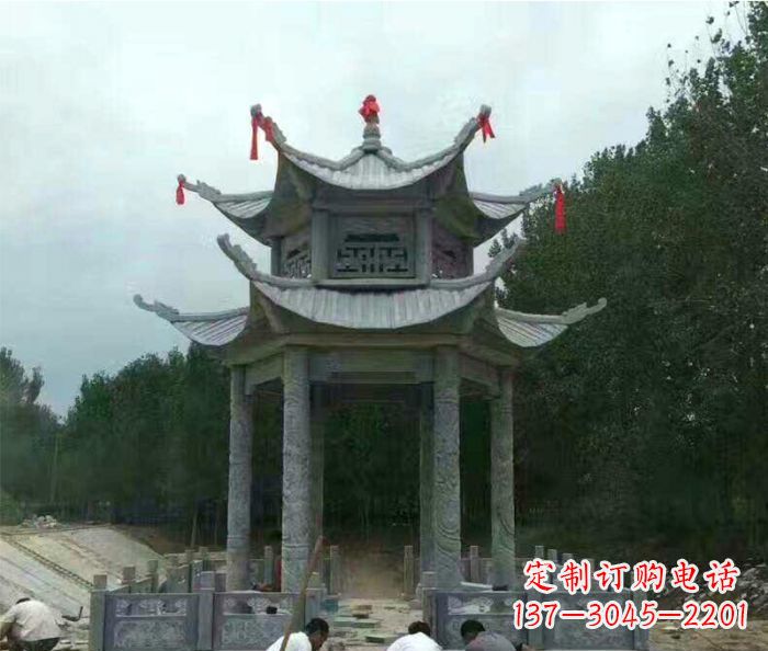 周口园林双层凉亭石雕 (3)