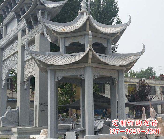 周口园林双层石雕凉亭