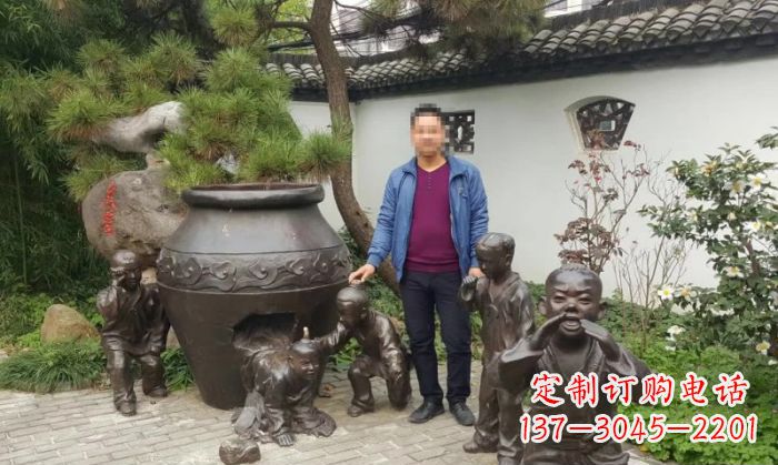 周口园林司马光砸缸铜雕 (2)