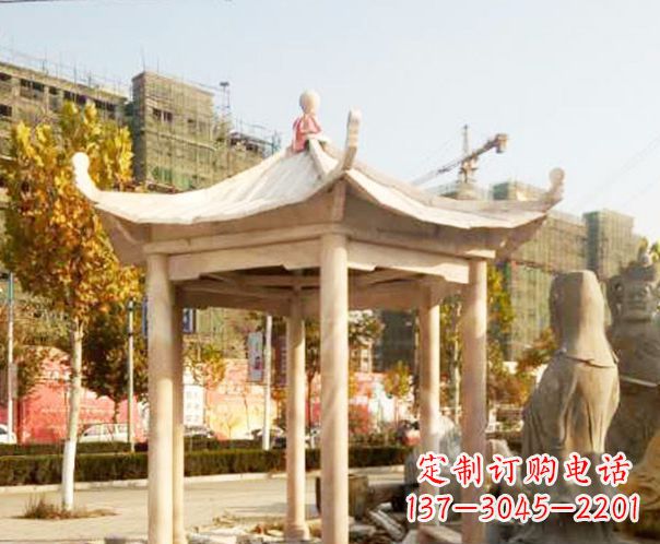 周口园林晚霞红单层凉亭景观石雕