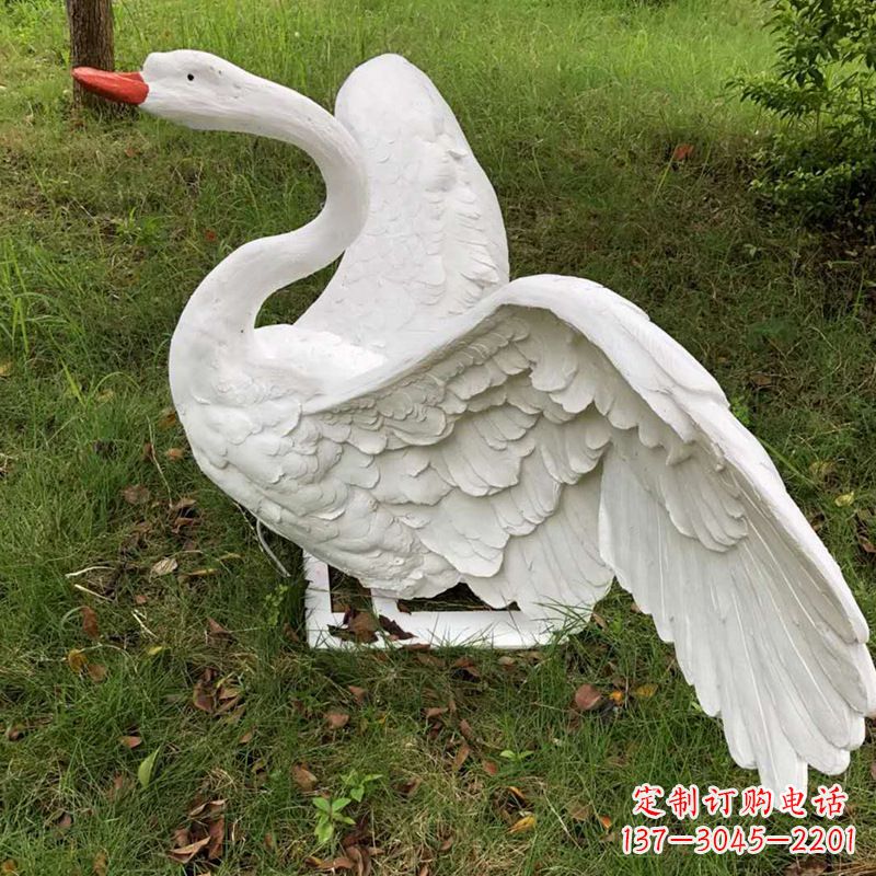 周口展翅飞翔白天鹅仿真发光动物雕塑