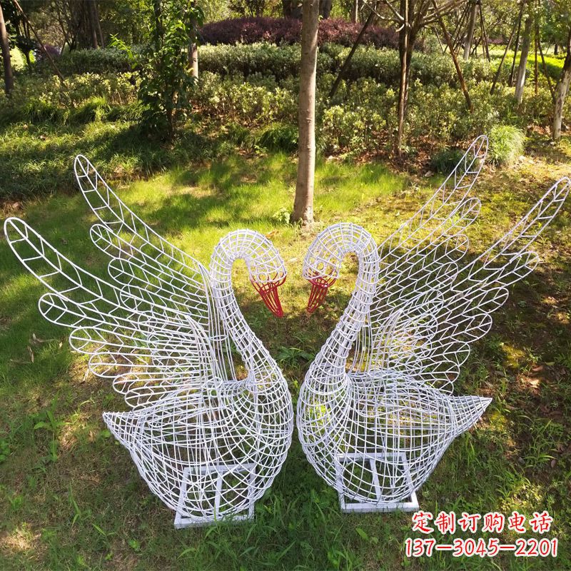 周口展翅天鹅公园绿地铁艺动物摆件