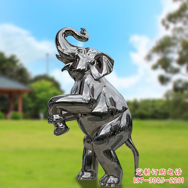 周口站立的不锈钢小象雕塑