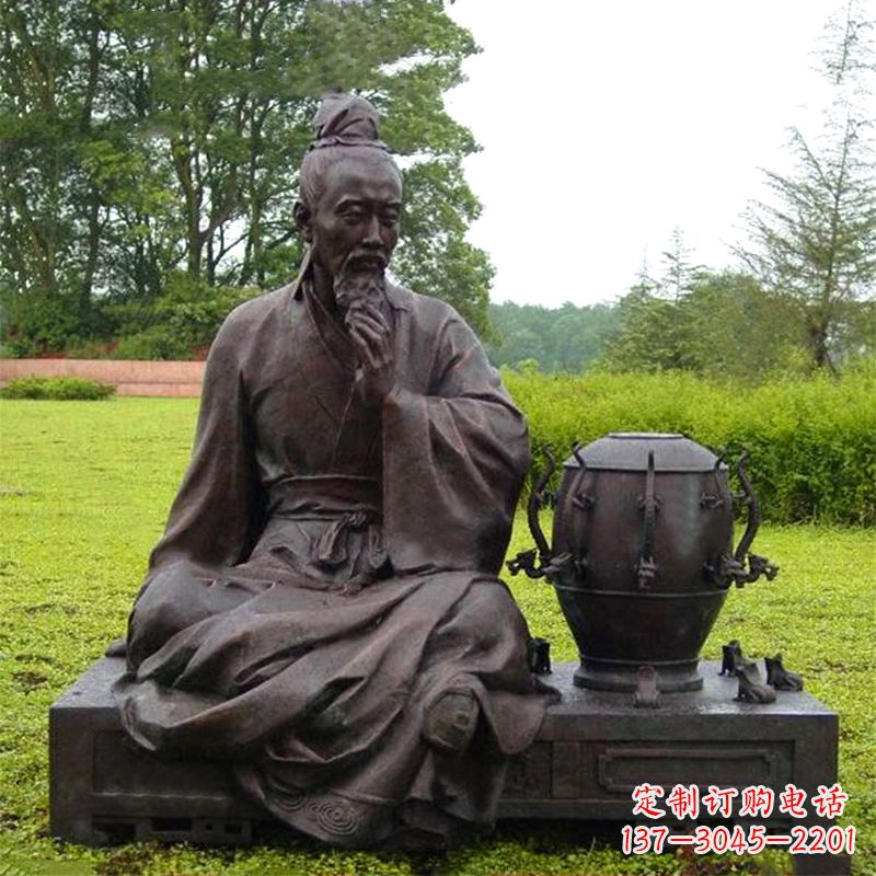 周口张衡与地动仪铜雕景观-公园园林历史名人情景雕塑