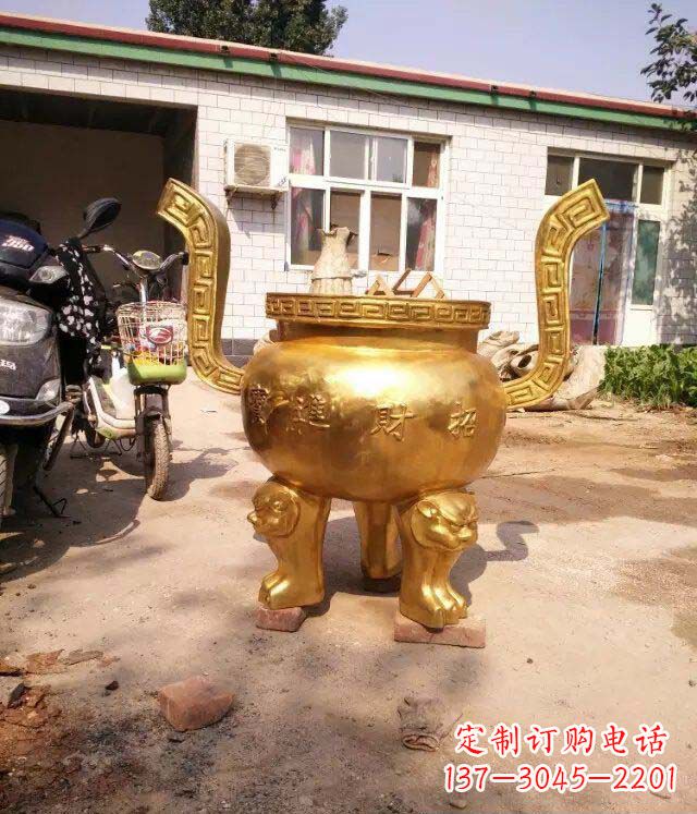 周口招财进宝香炉寺庙铜雕