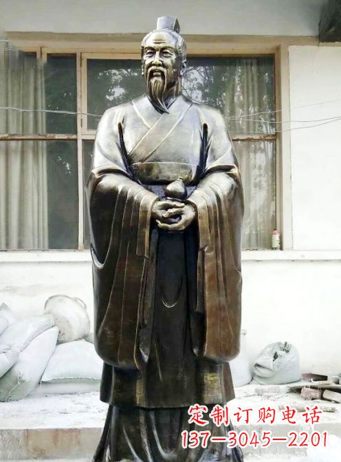 周口中国古代名医扁鹊铸铜雕像半身像