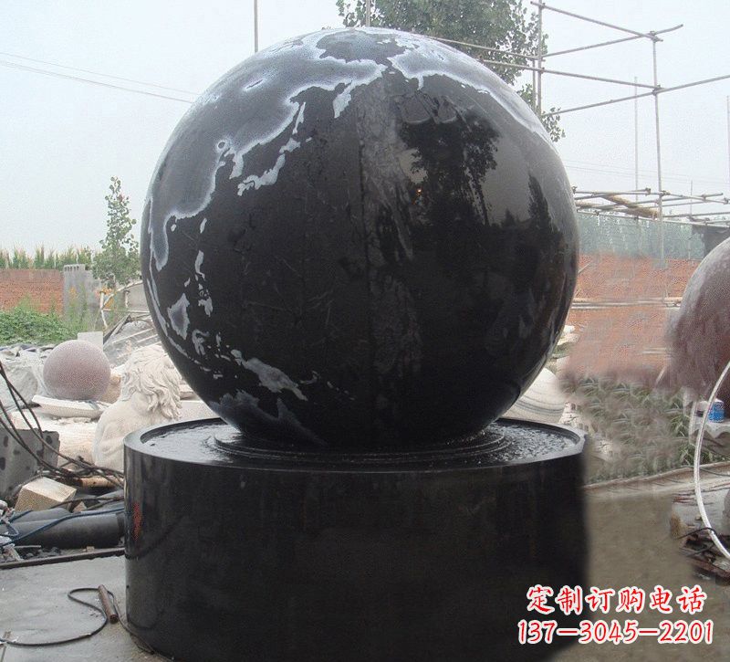 周口中国黑风水球石雕