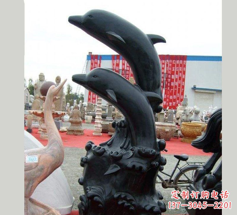 周口中国黑海豚石雕