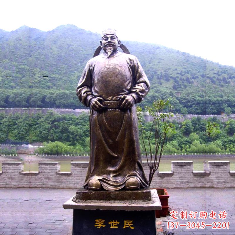 周口中国历史名人唐初著名帝王李世民铸铜雕像