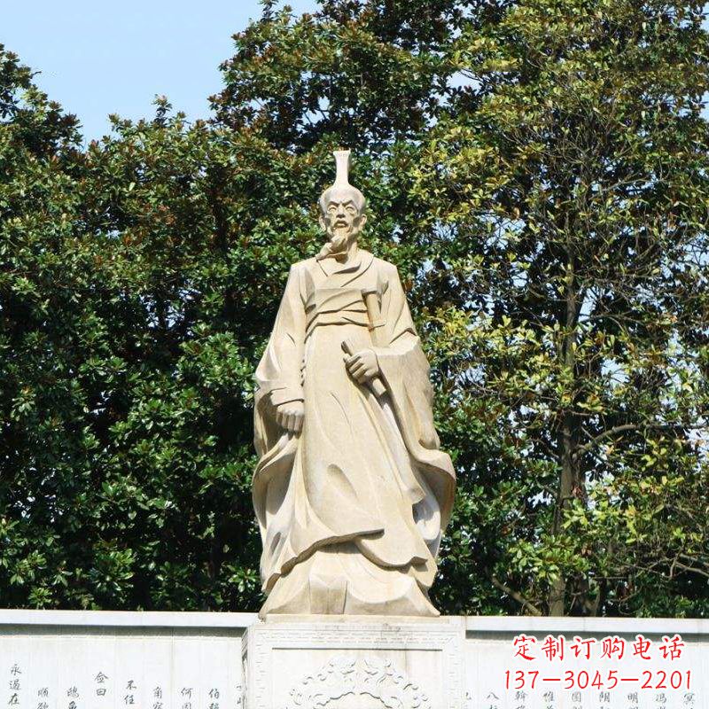 周口中国名人战国时期楚国诗人屈原砂岩石雕像