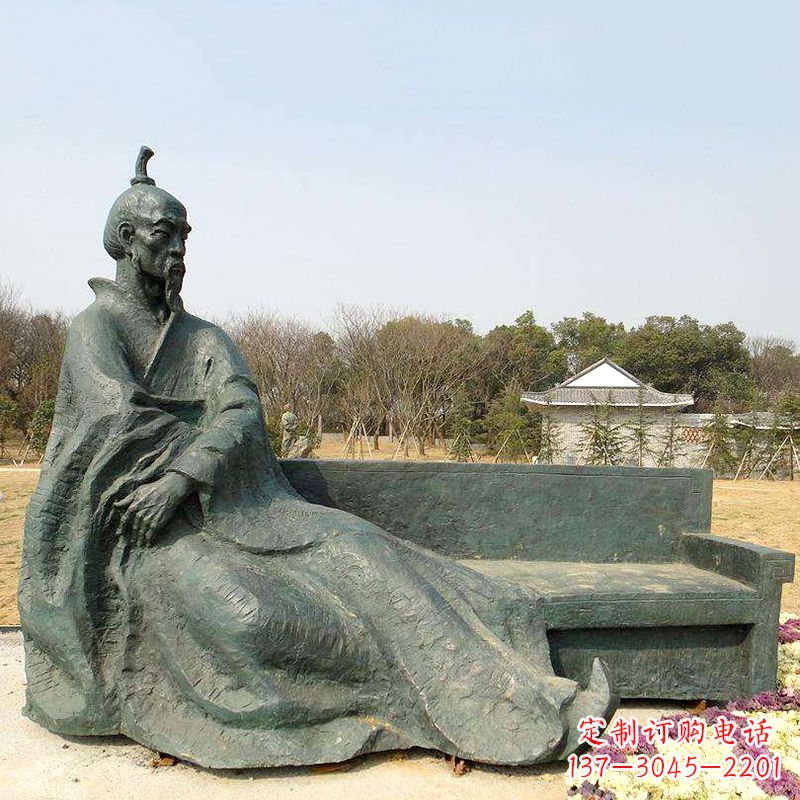 周口中国明末清初知名画家八大山人(朱耷)雕塑塑像-公园历史名人铜雕像