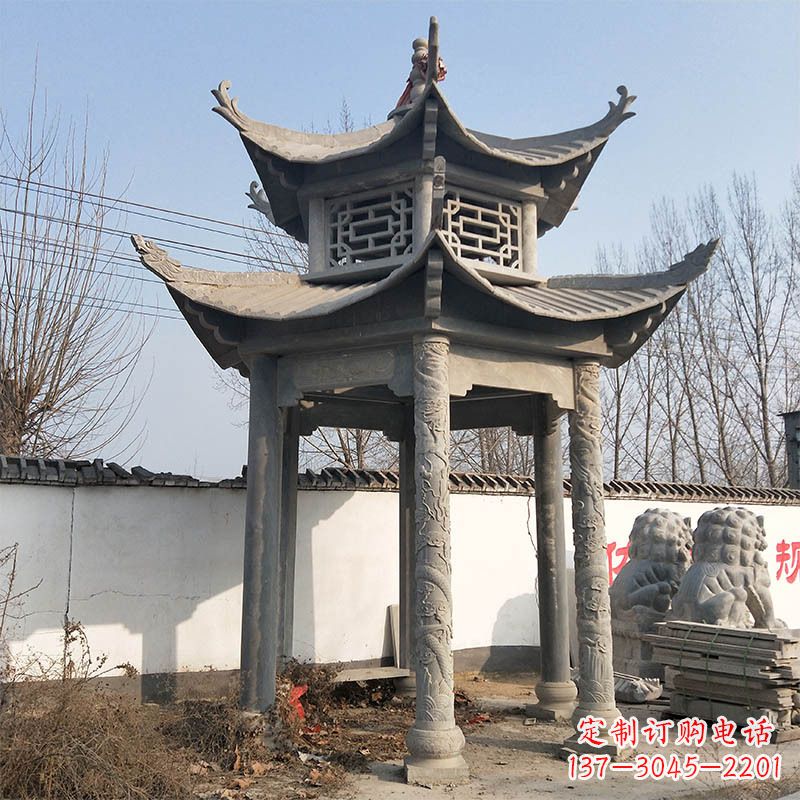 周口中式双层石雕凉亭