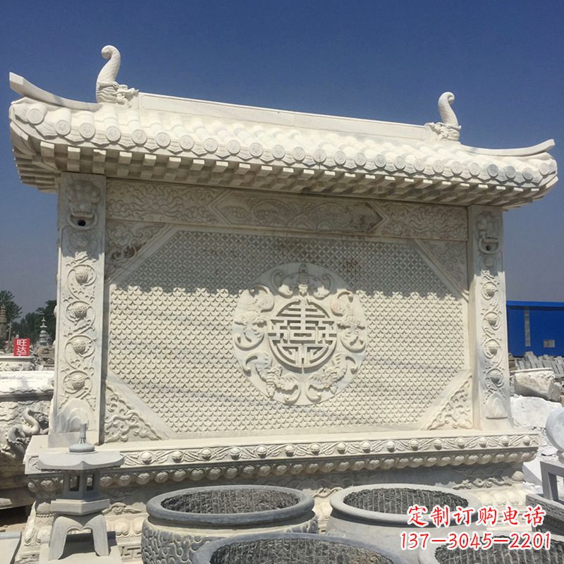 周口中式庭院影壁石雕-中国古建大门萧墙