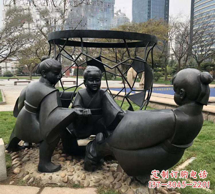 周口铸铜公园司马光砸缸儿童雕塑