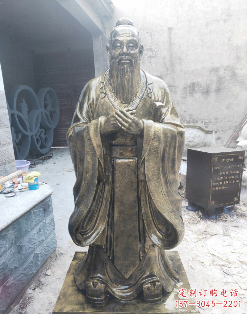 周口铸铜古代名人孔子雕塑