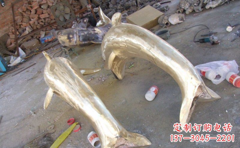 周口铸铜海豚公园动物铜雕