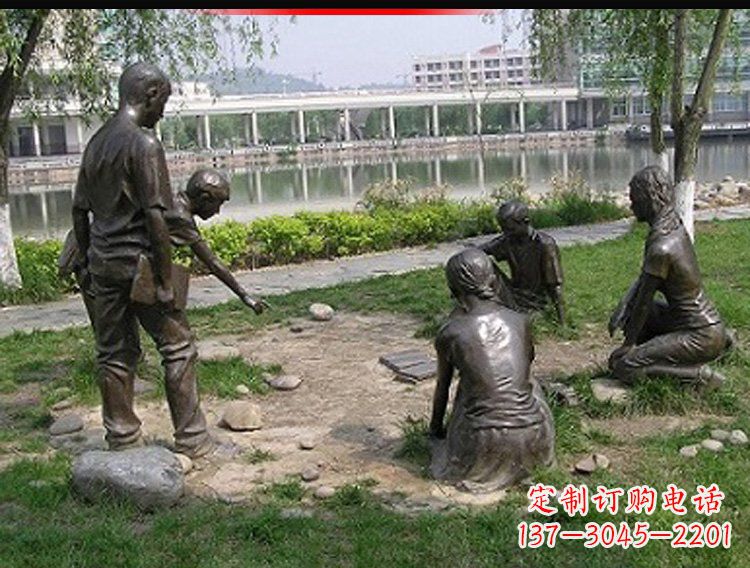 周口铸铜老师和学生雕塑