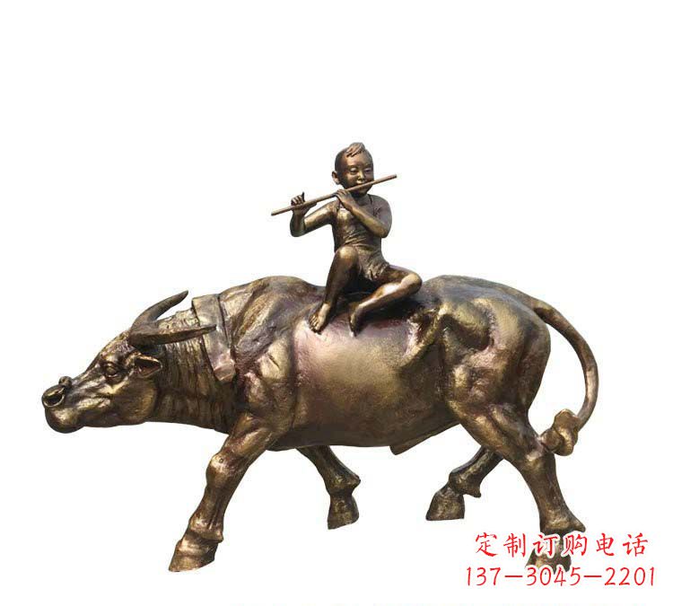 周口铸铜牧童牛雕塑